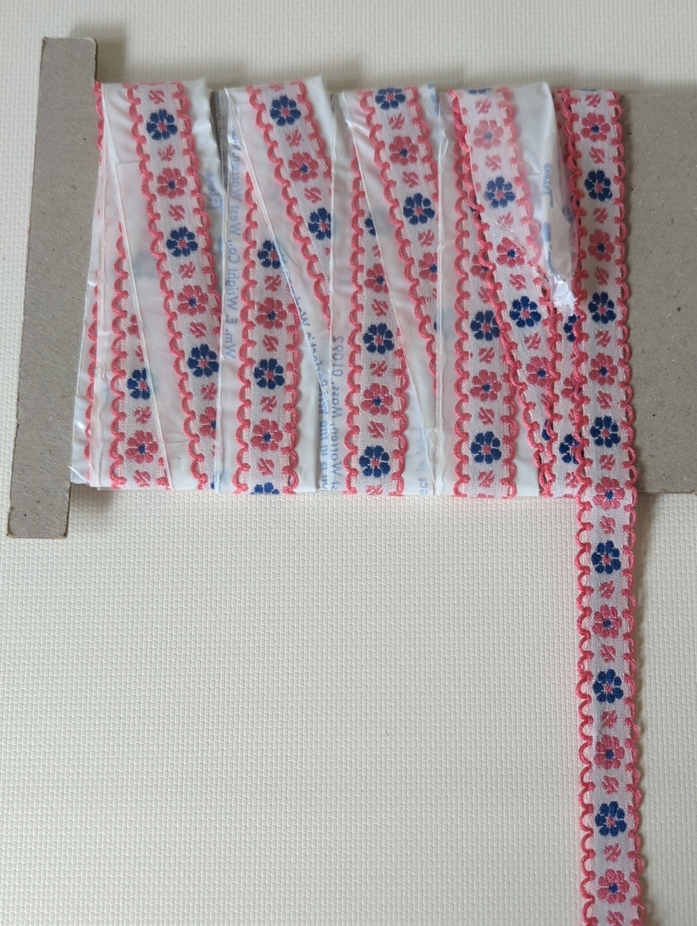 True Vintage Woven Floral Pink and Blue Decorative Ribbon Trim